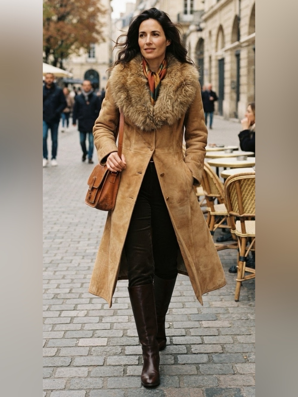 COSA NOVA Vintage Shearling Coat with Fur Collar - Picture 14 of 15